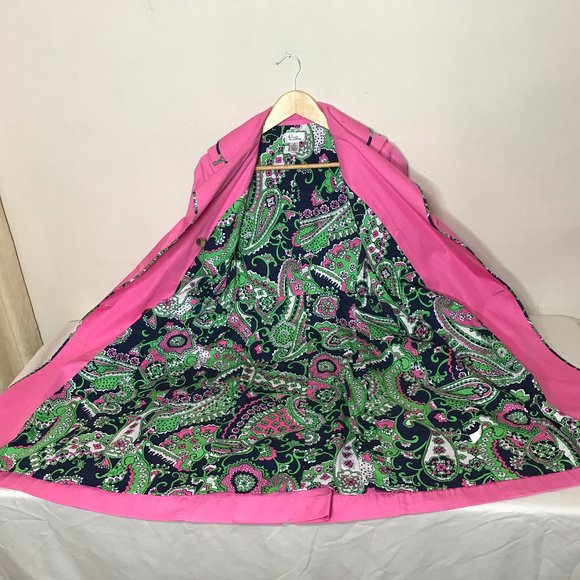 Lilly Pulitzer Ally NEW?  Belted Trench Coat Barbie Pink Color Barbiecore Size 4 - Picture 4 of 16